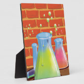 Cartoon Glass Science Ausrüstung auf einer Bank Fotoplatte (Seite)