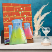 Cartoon Glass Science Ausrüstung auf einer Bank Fotoplatte (Seite)