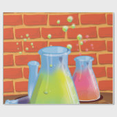 Cartoon Glass Science Ausrüstung auf einer Bank Geschenkpapier (Flach)