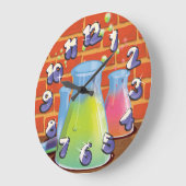 Cartoon Glass Science Ausrüstung auf einer Bank Große Wanduhr (Winkel)