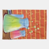 Cartoon Glass Science Ausrüstung auf einer Bank Handtuch (Horizontal)