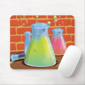 Cartoon Glass Science Ausrüstung auf einer Bank Mousepad (Mit Mouse)