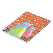 Cartoon Glass Science Ausrüstung auf einer Bank Notizblock (Rotiert)