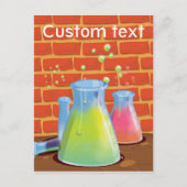 Cartoon Glass Science Ausrüstung auf einer Bank Postkarte (Vorderseite)