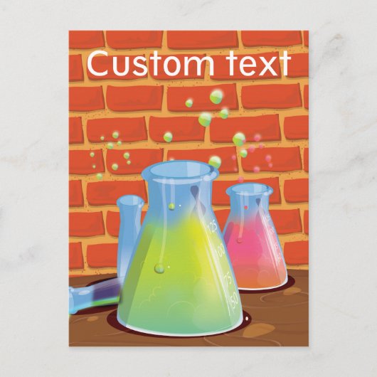 Cartoon Glass Science Ausrüstung auf einer Bank Postkarte (Vorderseite)