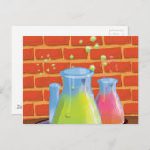 Cartoon Glass Science Ausrüstung auf einer Bank Postkarte (Vorne/Hinten)