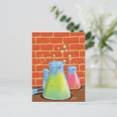 Cartoon Glass Science Ausrüstung auf einer Bank Postkarte (Stehend Vorderseite)