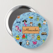 Cartoon Glitzern niedliche blaue Kinder Cartoon Button (Vorne & Hinten)