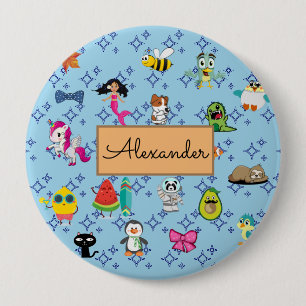 Cartoon Glitzern niedliche blaue Kinder Cartoon Button