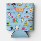 Cartoon Glitzern niedliche blaue Kinder Cartoon Dosenkühler (Vorderseite)