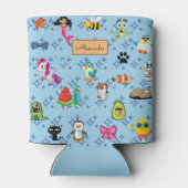 Cartoon Glitzern niedliche blaue Kinder Cartoon Dosenkühler (Rückseite)