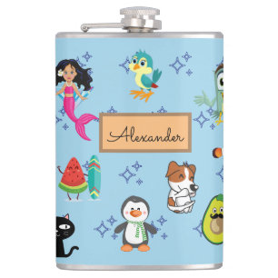 Cartoon Glitzern niedliche blaue Kinder Cartoon Flachmann
