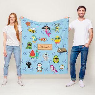 Cartoon Glitzern niedliche blaue Kinder Cartoon Fleecedecke