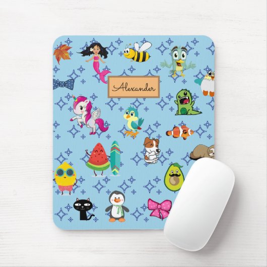 Cartoon Glitzern niedliche blaue Kinder Cartoon Mousepad (Mit Mouse)