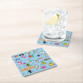 Cartoon Glitzern niedliche blaue Kinder Cartoon Na Rechteckiger Pappuntersetzer (Vor Ort)