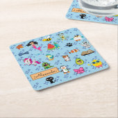 Cartoon Glitzern niedliche blaue Kinder Cartoon Na Rechteckiger Pappuntersetzer (angewinkelt)