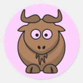 Cartoon Gnu Runder Aufkleber (Vorderseite)