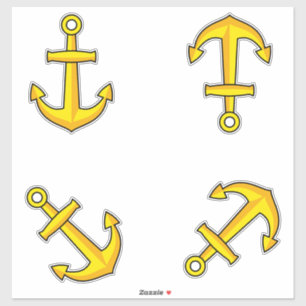 Cartoon Golden Anchor-Set Aufkleber
