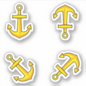 Cartoon Golden Boat Anchor Set Aufkleber (Vorderseite)