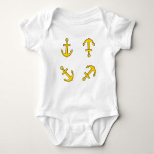 Cartoon Golden Boat Anchor Set Baby Strampler
