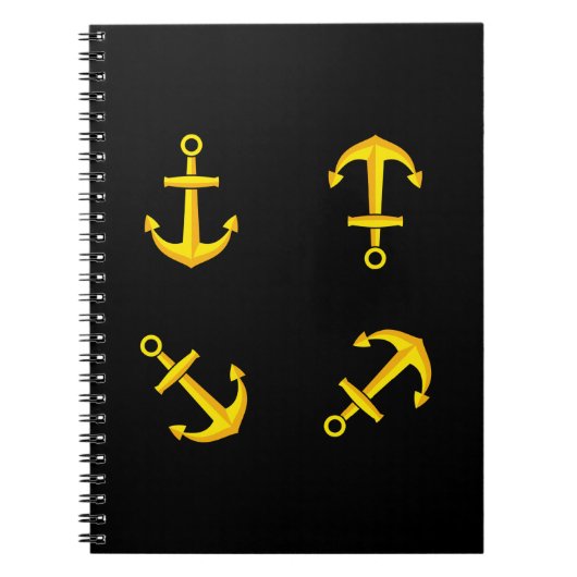 Cartoon Golden Boat Anchor Set Notizblock (Vorderseite)