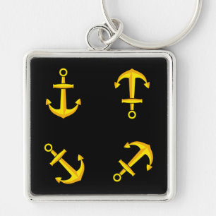 Cartoon Golden Boat Anchor Set Schlüsselanhänger