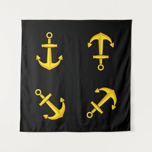 Cartoon Golden Boat Anchor Set Wandteppich (Vorderseite)