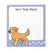 Cartoon Golden Retriever Notizblock (Vorderseite)
