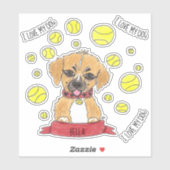 Cartoon Golden Shepherd and Tennis Balls Aufkleber (Blatt)
