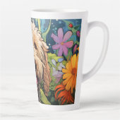 Cartoon Goldendoodle im Garten Latte Tasse (Rechts)