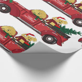 Cartoon Goldendoodles Roter Weihnachtsmann Geschenkpapier (Ecke)