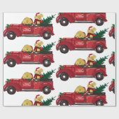 Cartoon Goldendoodles Roter Weihnachtsmann Geschenkpapier (Flach)