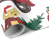 Cartoon Goldendoodles Roter Weihnachtsmann Geschenkpapier (Rolleneckpunkt)