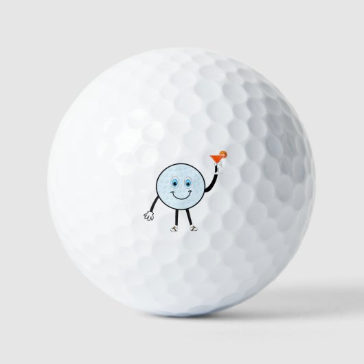 Cartoon Golf Ball Holding Orange Martini Cocktail (Vorderseite)