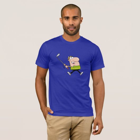 Cartoon Golfer; blau T-Shirt (Vorne ganz)