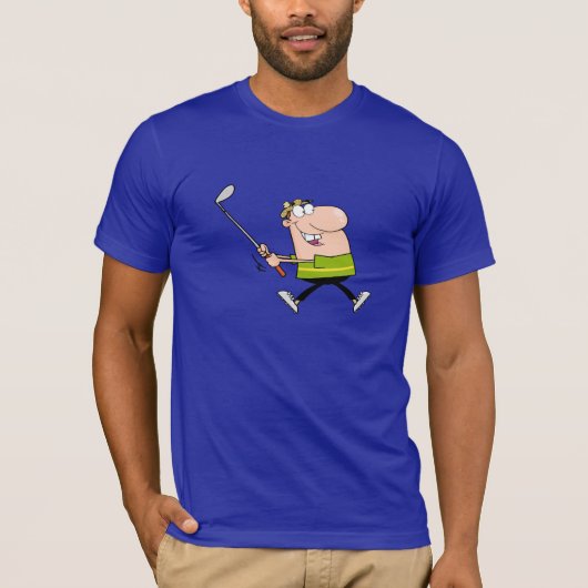 Cartoon Golfer; blau T-Shirt (Vorderseite)