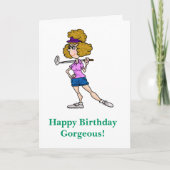 Cartoon Golfer Funny Birthday Card Karte (Vorderseite)