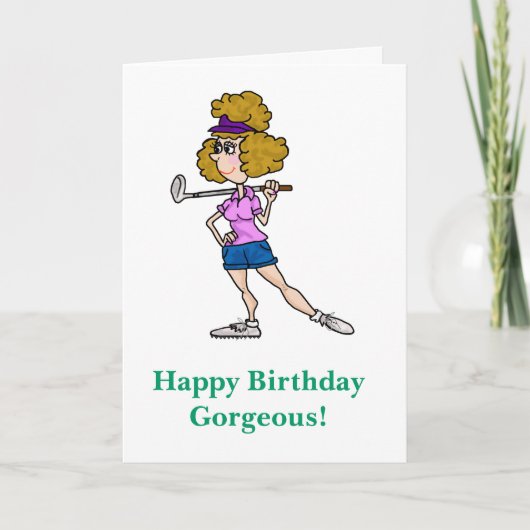 Cartoon Golfer Funny Birthday Card Karte (Vorderseite)