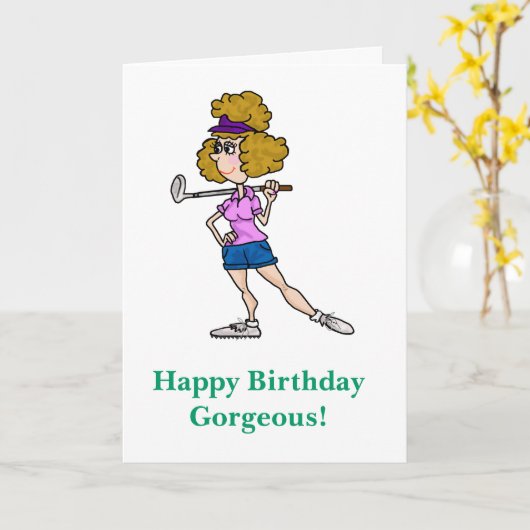 Cartoon Golfer Funny Birthday Card Karte (Gelbe Blume)