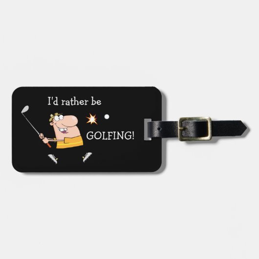 Cartoon Golfer Gepäckanhänger (Vorderseite horizontal)
