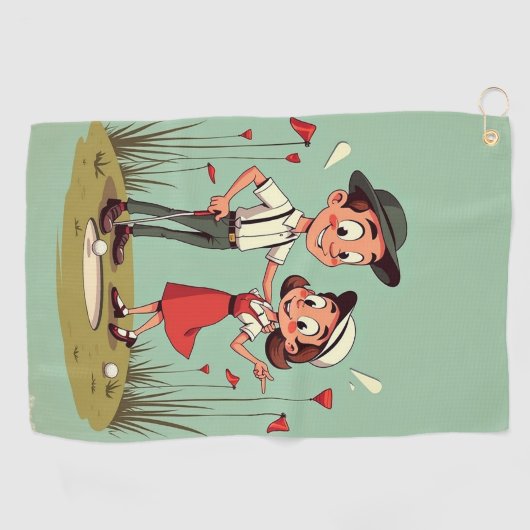 Cartoon Golfplatz Golf Handtuch (Horizontal)
