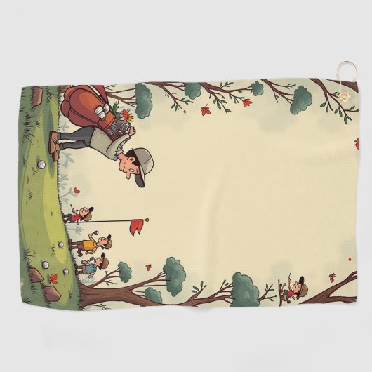 Cartoon Golfplatz Golfhandtuch (Horizontal)