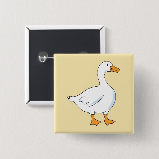 Cartoon Goose Yellow Square Button (Vorne & Hinten)