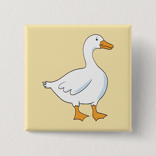 Cartoon Goose Yellow Square Button (Vorderseite)