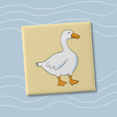 Cartoon Goose Yellow Square Button