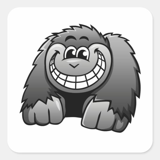 Cartoon Gorilla Quadratischer Aufkleber (Vorderseite)