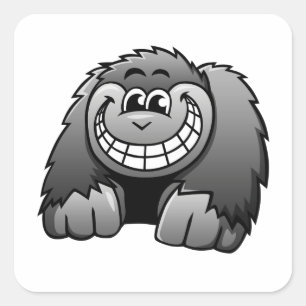 Cartoon Gorilla Quadratischer Aufkleber