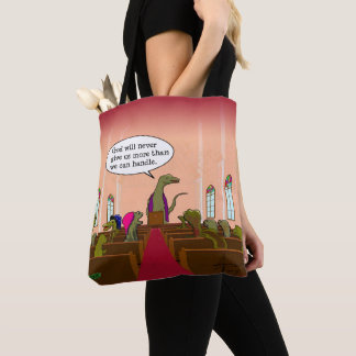 Cartoon Gott gibt uns nie mehr, als wir bewältigen Tasche