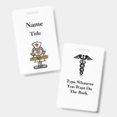 Cartoon Graues Haar Krankenpflege Abzeichen Anpass Ausweis (Vorder- & Rückseite)