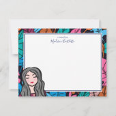 Cartoon Gray Hair Lady Personal Mitteilungskarte (Vorderseite)